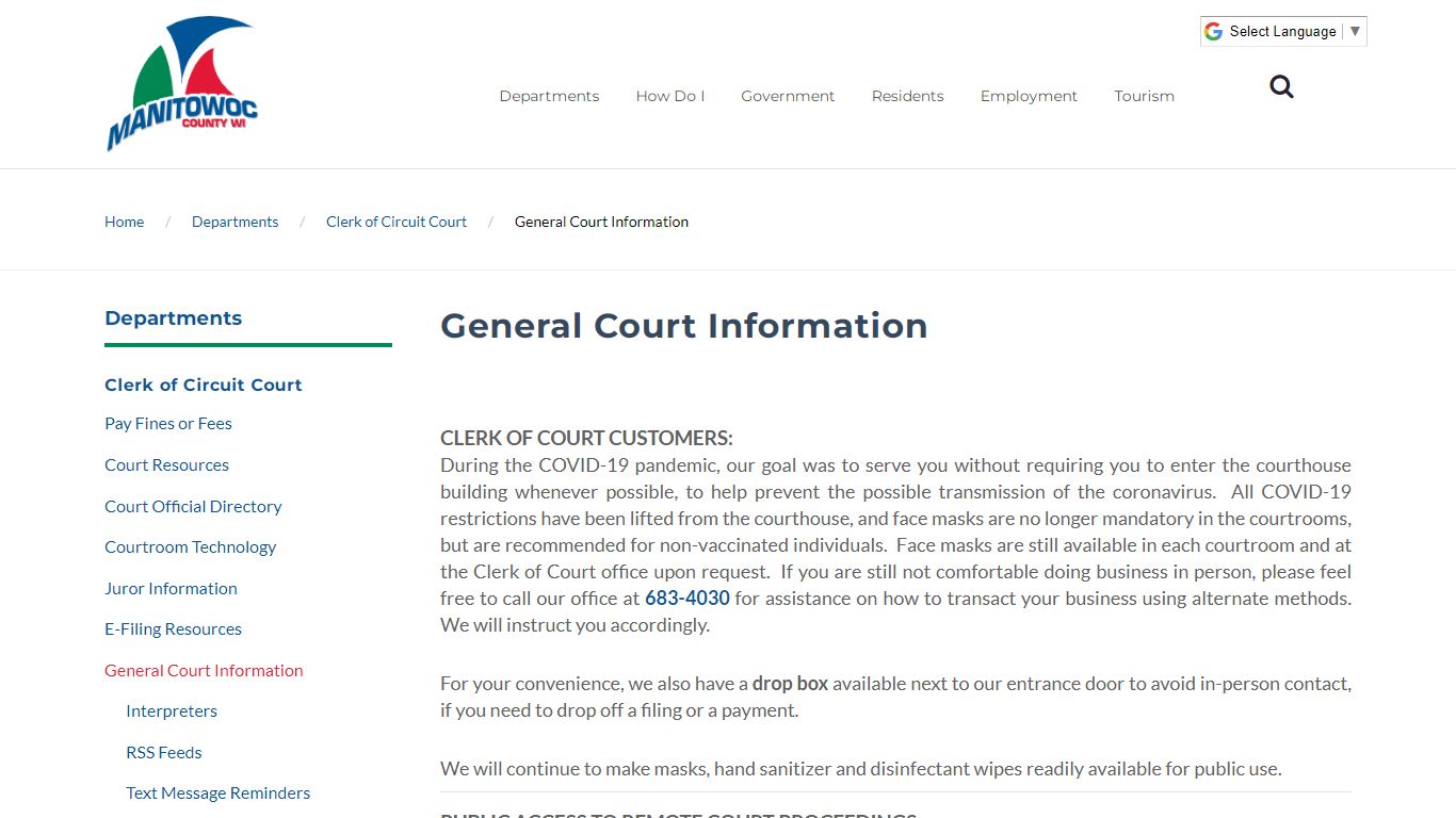 Manitowoc County - General Court Information